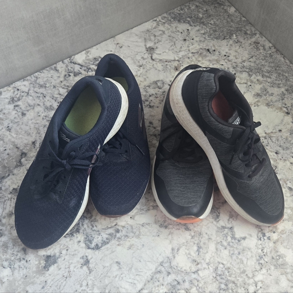 2 pairs of SKECHERS Women's Golf Shoes. Black Navy. Size 9.5 (EU 39). EUC!